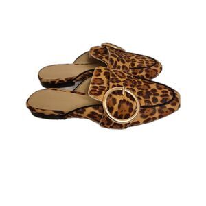 Ann Taylor Animal Print Calf Hair Real Fur Mules Women Size 7M Slip On Career